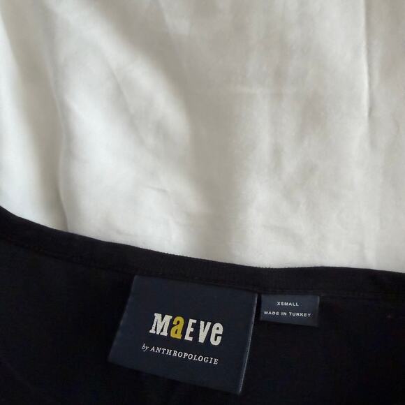 Anthropologie Mauve Black Cotton Scoop Neck Flutter Bell Sleeve Top S - Picture 2 of 4